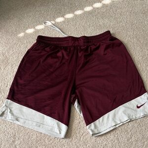 Nike Men's Burgundy and White Athletic Shorts